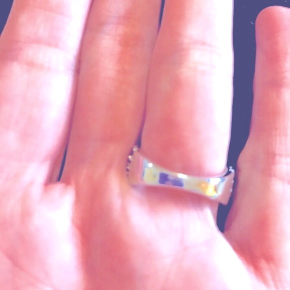 Ring 925 Blue Topaz Black Spinel 6.5 NWOT gorgeous stones heavy sterling setting - Picture 3 of 9